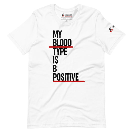 B Positive T-Shirt Shirt Cherries on Top Foundation White XS 